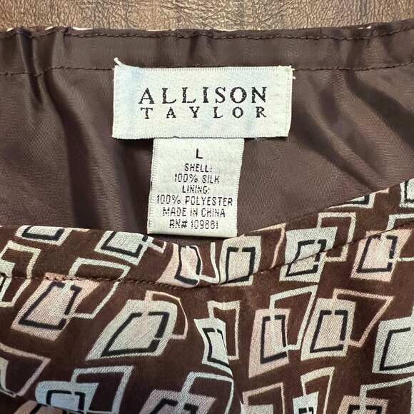 Allison Taylor brown geometric patterned midi skirt size L - Picture 2 of 5